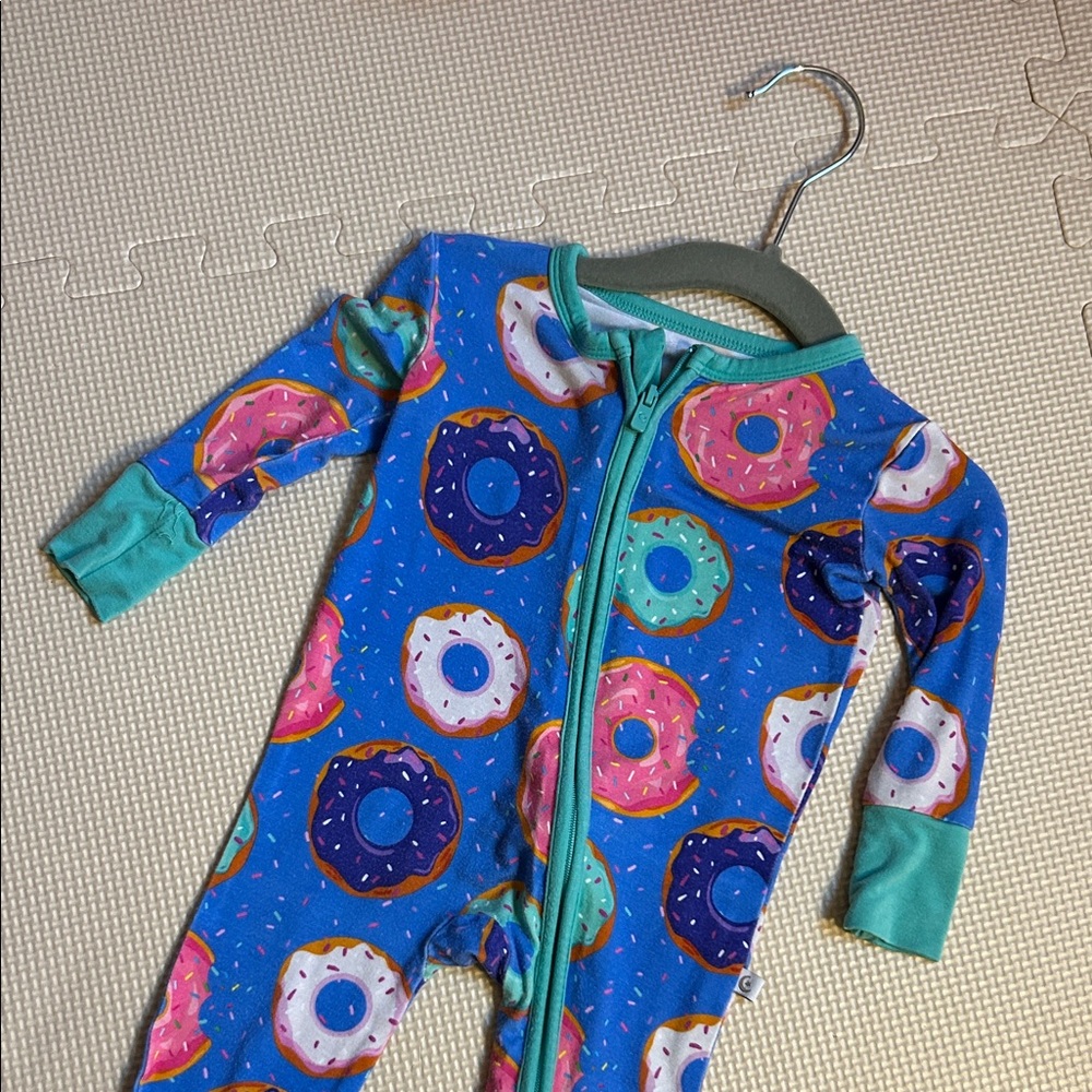 Teal Donut Print Kids Pajama Set